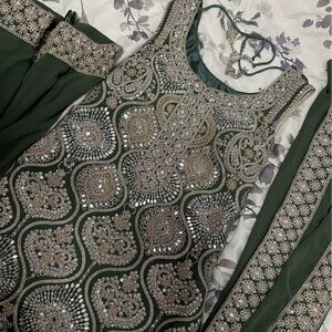 Sage Green & Silver Sharara Suit